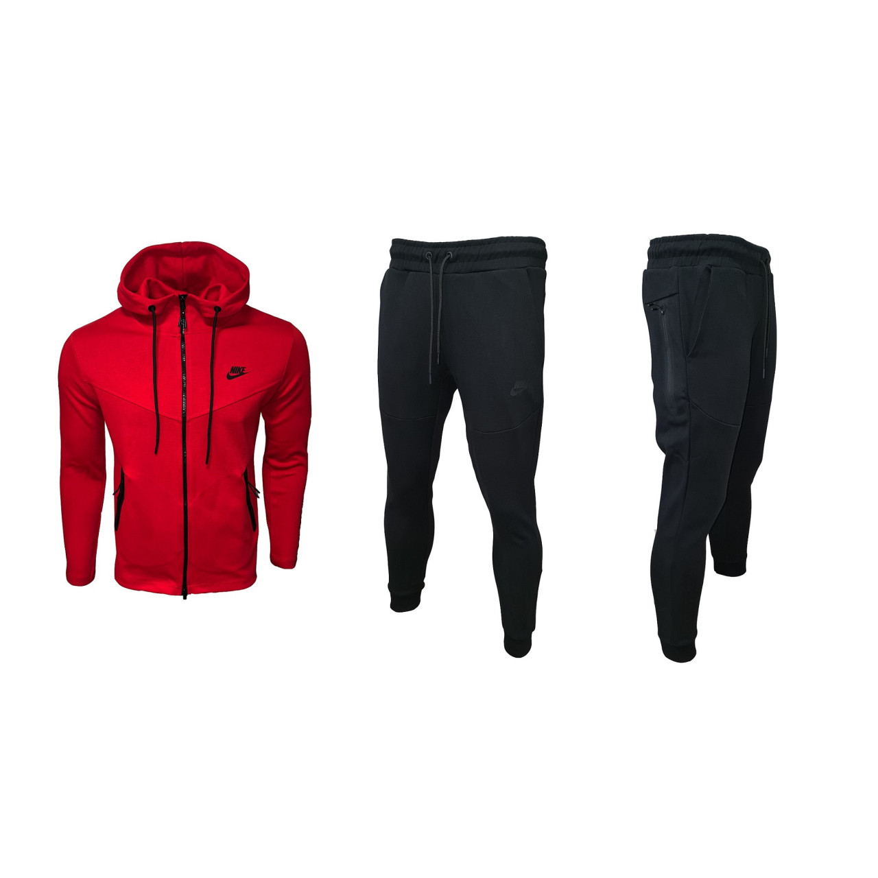 Мъжки спортен екип Nike Tracksuit Tech Fleece Red Black 2